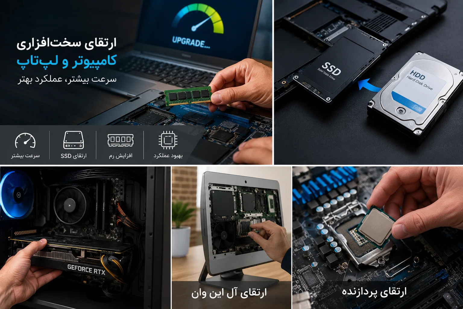 ارتقا سخت افزار لپ تاپ کامپیوتر آل این وان